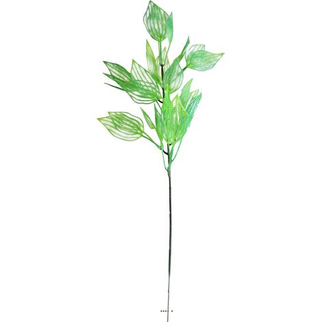 Branche de feuilles d'aponogeton factice H45cm plastique ext. Vert été - couleur: Vert été (1/2)