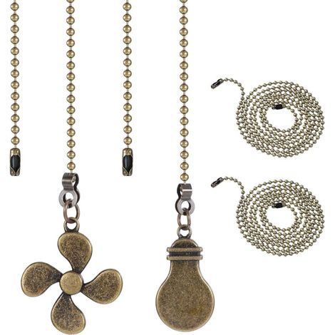 Set mit 2 Metall-Zugketten für Ventilatoren, 30 cm lange Zugkette für Deckenventilatoren, Zugkette für Ventilatoren, Verlängerungskette für Ventilatoren (Bronze) (1/4)
