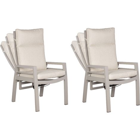 deVries 2x Dining/Relax-Sessel MONTANA Aluminium ivory/beige 2 Stück Gartenstuhl 60 x 67 x 109 cm