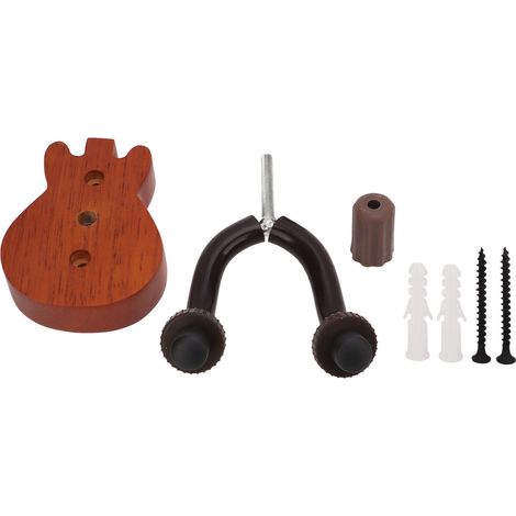 Support mural pour guitare en hêtre et métal vintage marron, support pour basse et ukulele, accroche guitare murale. (1/5)
