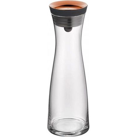 Carafe à eau en verre, 1 litre, verre avec couvercle, couvercle silicone, fermeture CloseUp, cuivre. (1/3)