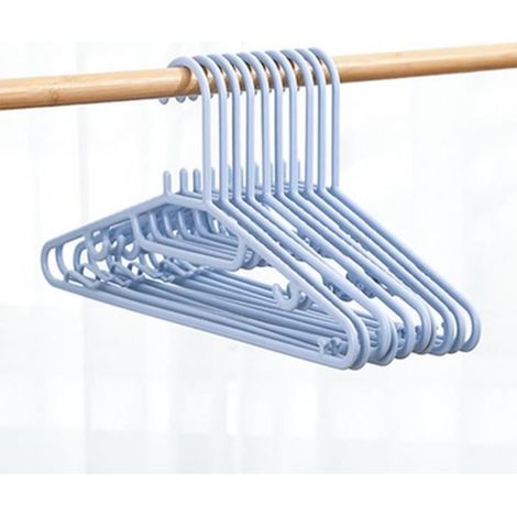 Lot de 10 cintres en plastique - BLUE - Anti-dérapant - Supporte jusqu\'à 5 kg (1/2)