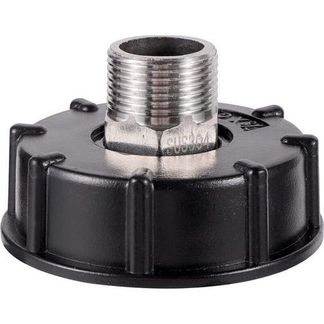 Adattatore IBC S60X6 con raccordo per tubo flessibile, in acciaio inox – raccordo filettato maschio da 3/4" per serbatoi e valvole (1/5)