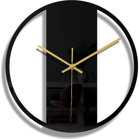 (CC308)Horloge Murale à Cadre Rond Noir DIY Silencieuse Design Moderne Pendules murales Convient pour la Décoration d'art de Bureau de Salon de Chambre à Coucher (1/5)