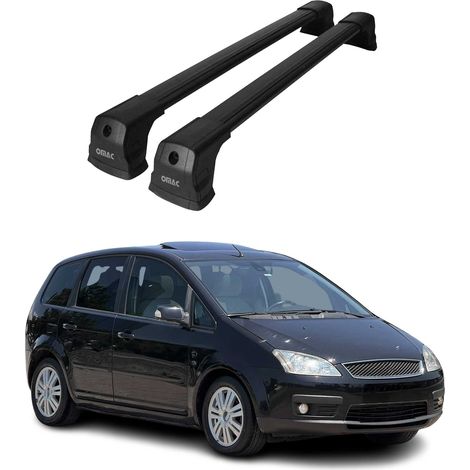 OMAC Dachträger Querträger kompatibel mit Ford Focus C-Max I 2004-2010 – 2 Stangen – Abschließbar – Aluminium Schwarz (1/5)