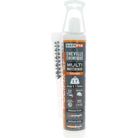 Cartouche de scellement chimique 300mL – Prise rapide 5-10 min – Pour béton, brique et parpaing – 1 tonne de charge supportée – Batifix (1/3)
