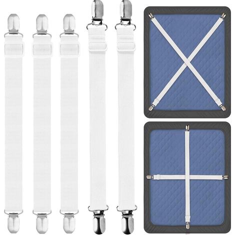 Tendeurs de drap 5 pièces réglables avec clips métalliques pour draps, nappes
