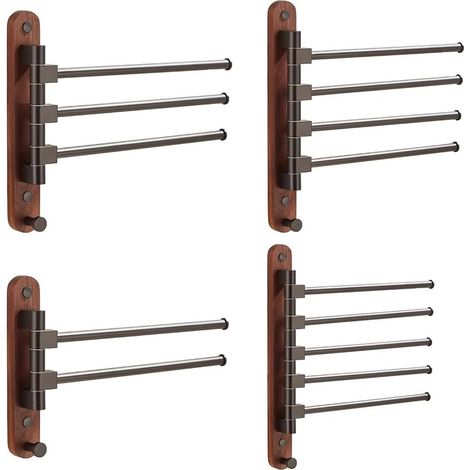 Porte-serviettes mural pivotant avec finition bois, porte-vêtements ro (1/5)