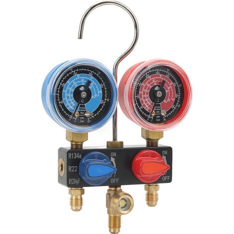 JiaJia AI-Manomètre frigoriste HS-M01, ensemble double manomètre pour R22/R134a/R1234yf, jauge de pression compacte, kit de recharge climatisation, outil professionnel. (1/5)