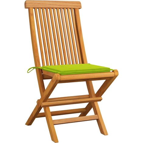 Maison Exclusive - Sedie pieghevoli con cuscini verde brillante, 6 pezzi, in legno massello di teak. (1/5)