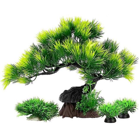 Plantes décoratives pour aquarium, poissons rouges en plastique de taille moyenne ou grande, plantes bonsaï, bambou/pin (bonsaï) (1/5)
