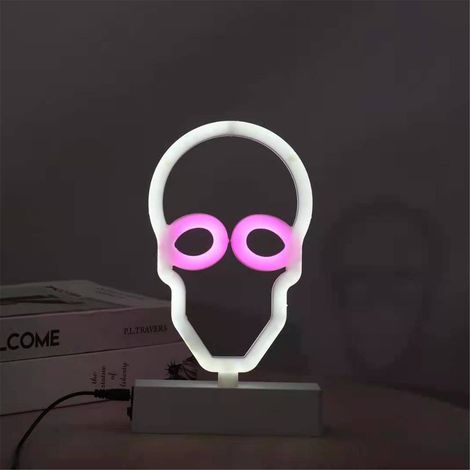 Luminaire LED Néon - Décoration Murale et de Bureau pour Halloween - Fonctionne sur Piles - 1 Pièce