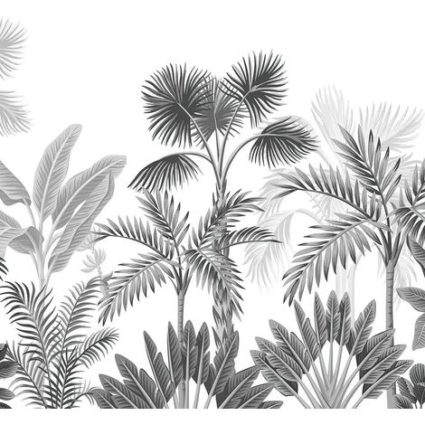 papier peint panoramique jungle noir et blanc - Sanders & Sanders (1/5)