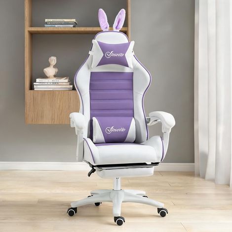Chaise de bureau violett en similicuir mousse 65 x 63 x 142 cm (1/5)