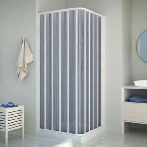 Forte - Box doccia angolare riducibile apertura laterale a soffietto 80-60x80-60 cm altezza 185 cm - Serie Colibrì Plus Alfa