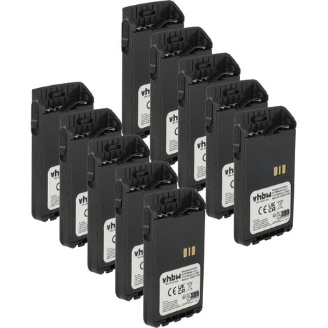 vhbw 10x Akku kompatibel mit Motorola XiR DP3661, DP3000e, E8628i, E8608i, E8668, E8608, E8600 Funkgerät, Walkie Talkie (1600 mAh, 7,4 V, Li-Ion)
