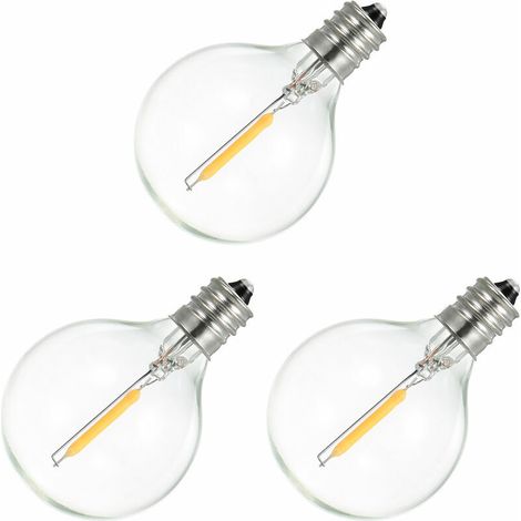 VURAHOME - Lot de 3 ampoules de rechange DC3V 0,1 W E12 G40 blanc chaud (uniquement pour Solar G40 String LT084) (1/5)