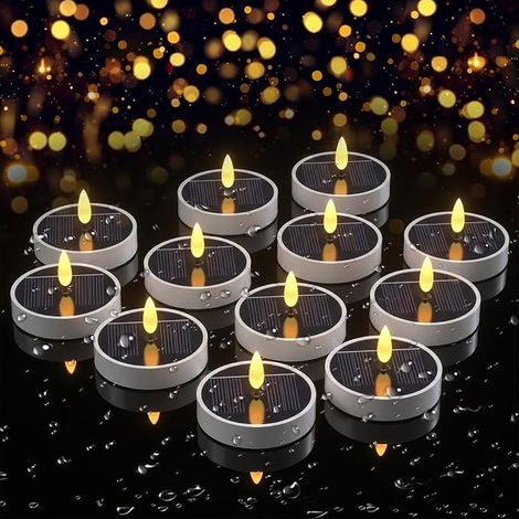 Solar LED Candles Outdoor Tea Light Waterproof Flameless LED Candles with Twilight Sensor, Solar Lights for Outdoor Lantern, Garden, Camping (1/3)