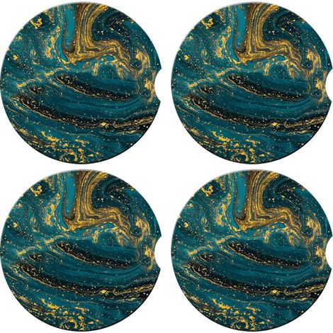 Dessous de verre en marbre absorbant, style moderne abstrait, en céramique, avec dos en liège et paillettes. (1/5)