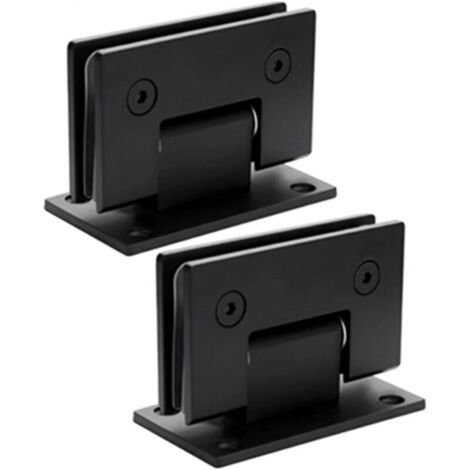 BARKBUSTERSLot de 2 charnières de porte de douche en verre à 90 degrés, clips de porte de salle de bain en acier inoxydable noir pour 8 à 12 mm (1/4)