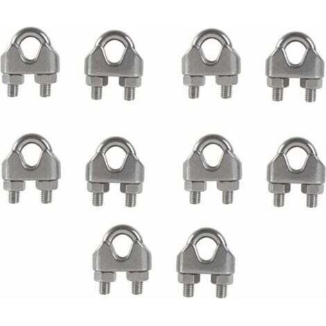 M6 Wire Rope Clips U Bolt Clamp 304 Stainless Steel Cable Clamp Saddle Wire Rope Clips for Outdoor Clothesline 10PCS (1/5)
