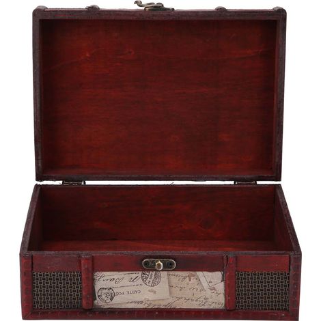 Boîte à bijoux vintage en bois, boîte à livres décorative en bois faite main (estampillée) (1/5)