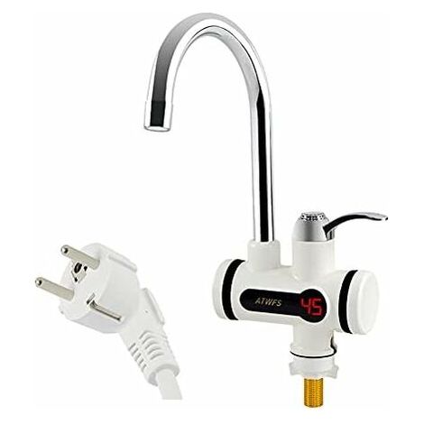 Robinet électrique 220 V avec chauffe-eau, affichage LED de la température, 3000 W, chauffe-eau instantané pour cuisine et salle de bain, eau chaude instantanée (faible, grand débit) (1/5)