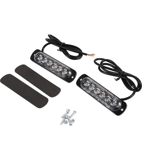 Lot 2 feux stroboscopiques LED 12V 6 LED pour camion voiture, lampe d'urgence clignotante rouge bleu (1/5)