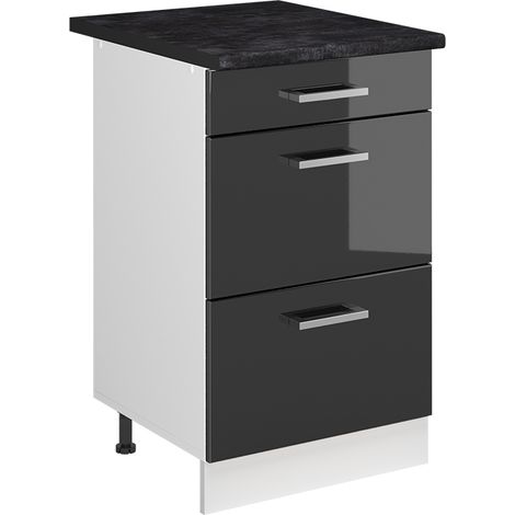 Mobiletto base per cucina R-Line, Antracite lucido/Bianco, 50 cm piano di lavoro Antracite, Vicco (1/5)