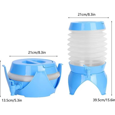 Eiswasserspender, zusammenklappbarer Getränkespender mit Zapfhahn und Ständer, 5,5 l, Kunststoff, ideal für Picknicks und Grillabende im Freien, blau (1/5)