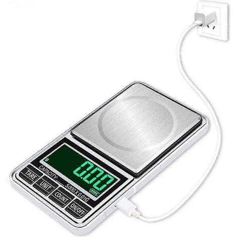Balance de poche numérique Gramme Mini portable pour cuisine, laboratoire, bijoux, café, capacité 500 g, avec câble USB (noir) A919-351 (1/4)