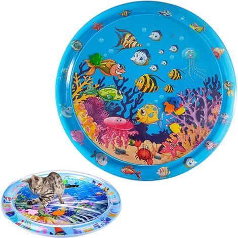 Tapis d'eau d'été pour animaux de compagnie, tapis de jeu sensoriel pour chats, tapis de jeu d'eau d'été, jouet interactif pour chat, jouet d'eau pour chats, chiens (G, 1) (1/5)