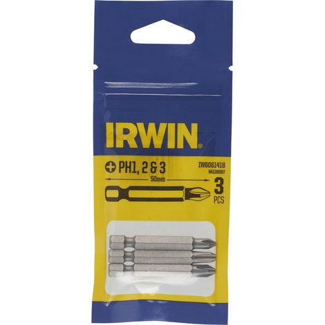 Irwin końcówki kpl. 3szt. 50mm ph1, i ph3 w blistrze