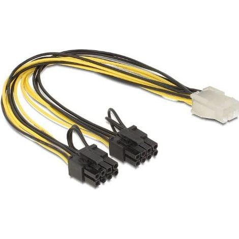 DeLOCK 83433 Cavo de Internal Power 0,3 m - Cavi de Internal Power (0,3 m, pci-e (6+2 Pin), pci-e (6-Pin), Maschio/Femmina, Nero, Bianco, Giallo). (1/2)
