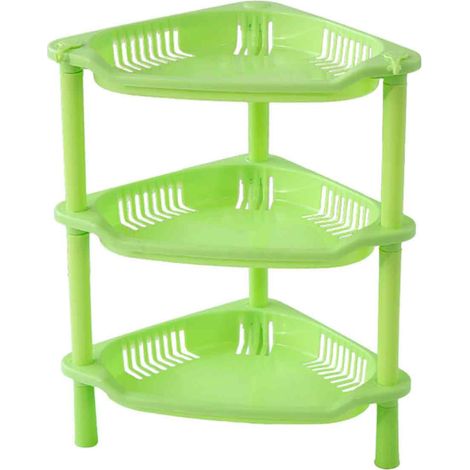 1 Étagère d'angle, plastique, 3 niveaux, design creux, salle de bain, cuisine (1/5)