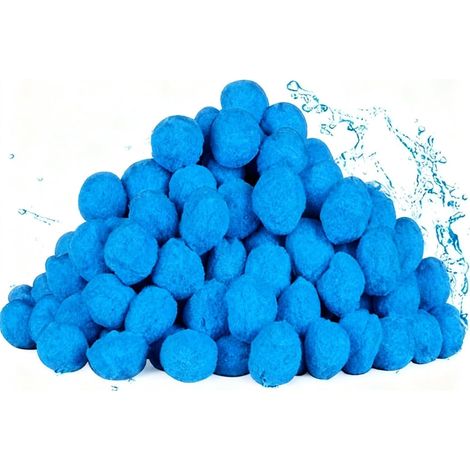 Balles filtrantes de piscine 300 g haute efficacité alternative au sable pour piscines hors sol, réutilisables en polyester pour médias avec sac de nettoyage (bleu, 200 g) (1/5)