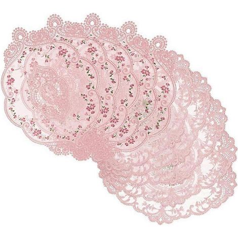 10 Tischsets aus Spitze, bestickte Tischsets, dekorative runde Tischsets (1/5)