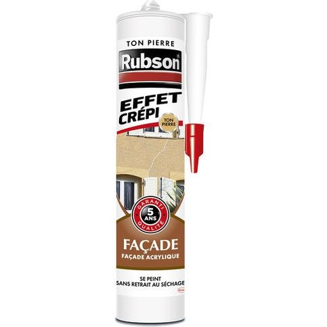 Rubson – Mastic d'étanchéité façade acrylique 280 ml – Pour béton, brique et bois – Effet crépi beige – Peinture possible (1/3)