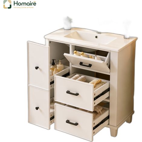 Flur- Garderobenschrank weiß aus MDF 76.5 x 47 x 83.5 cm HOMAIRE (1/5)