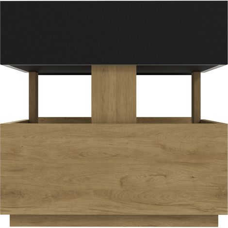 Comodino intelligente con ricarica wireless, LED e 2 cassetti, nero e legno (1/5)