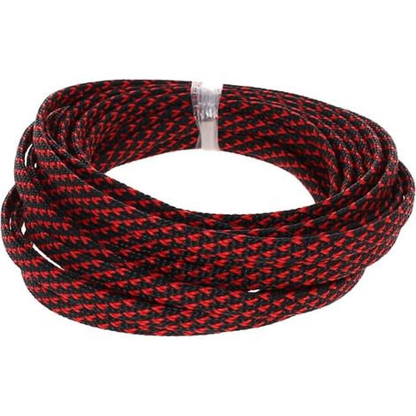 10 mm PET Braided Cable Sleeve Wire Storage Cable PET Cable Cover Flexible Electrical Management Cable Flexible Protection Tube Pipe Black Red (1/5)