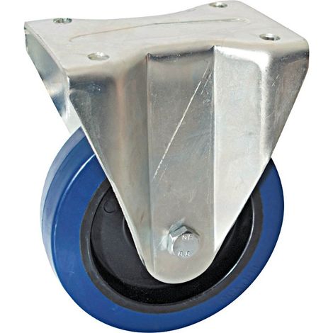 Rueda fija con placa rectangular AVL - Rueda de goma azul Ø 200 - Capacidad de carga 400 kg - 527726