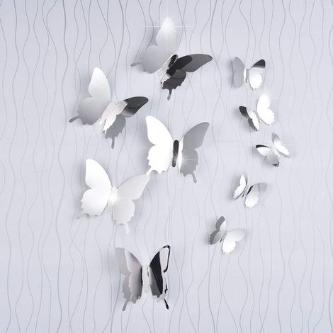 36 Pieces DIY Mirror Butterfly Combination 3D Wall Stickers Mirror Decals Home Decoration (1/5)