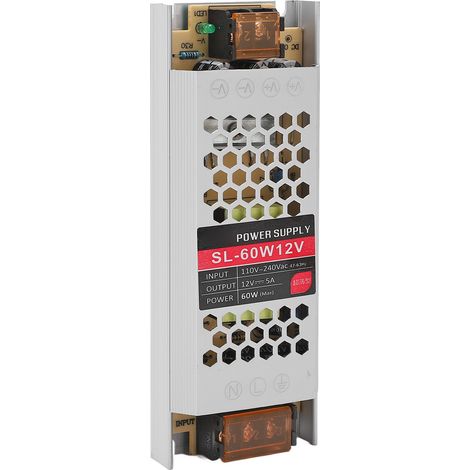 Ultradünnes LED-Netzteil, Gehäuse aus Aluminiumlegierung, 12V 5A 60W Transformator (1/5)