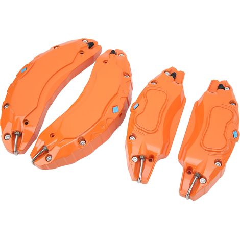 4 protections d'étriers de freins à disque en alliage d'aluminium, pour moyeux de roues de 18 et 19 pouces (Tesla Model 3), couleur orange. (1/5)