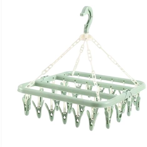 Etendoir Chaussette,Plastique Étendoir à Linge avec 32 Crochets Coupe-Vent,Cintre Pliant Style Moderne, pour Chaussettes, Sous-Vêtements, Inserts de Chaussures, Etc (1/5)
