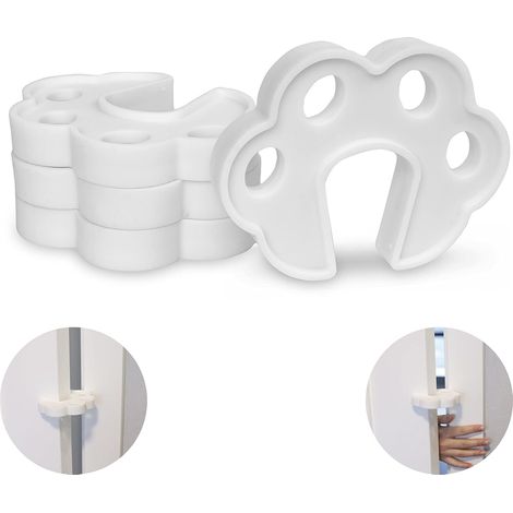 Butées de porte en silicone blanc (lot de 4, anti-pincement, pour portes de 28 à 45 mm d'épaisseur), adaptées aux enfants et aux animaux domestiques, (1/5)