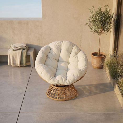 Fauteuil - HOME DECO FACTORY - Cancun - Tressé - Marron et beige (1/10)