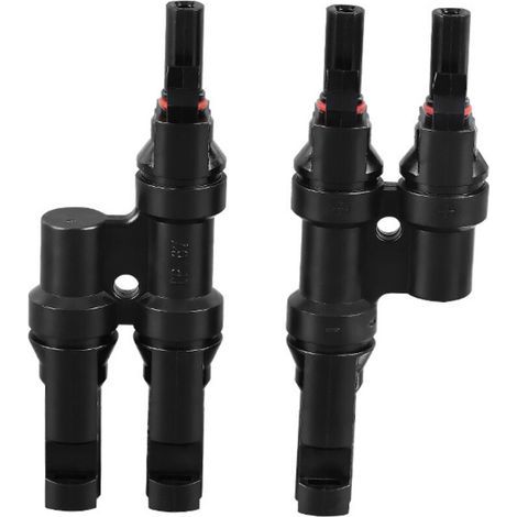 Connettore a Y Lntyq con 2 spine + splitter femmina per pannelli solari fotovoltaici da 1500 V, connettore per cavo solare, alimentatore, rame, PPO, impermeabile, IP68, nero (1/5)