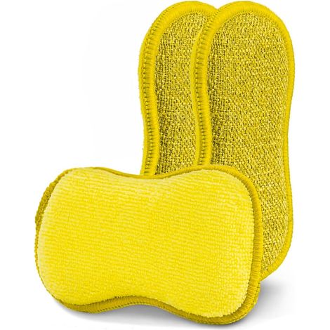 Nettoyage parfait grâce à la lingette double face – Outil idéal pour le ménage – Chiffon à récurer – Chiffon de nettoyage pour deux surfaces – Jaune